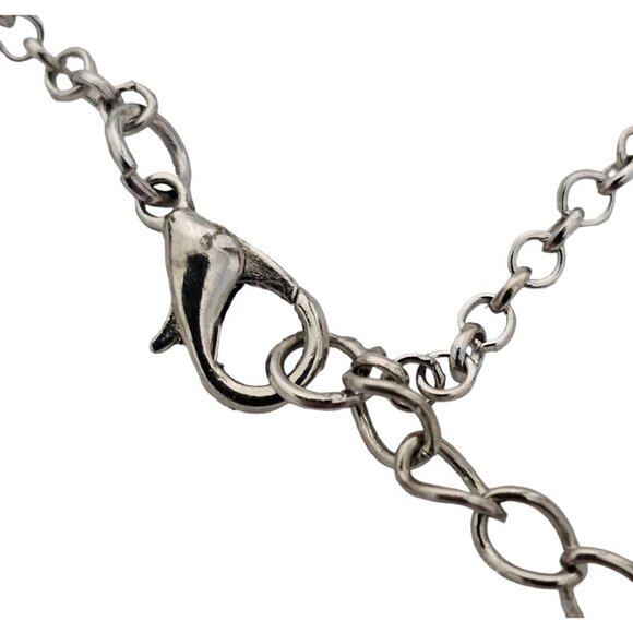 Bohemian Silver-Tone Crescent Pendant Necklace Turquoise & Red Beads 18" READ - Picture 4 of 6